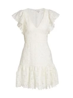 ML Monique Lhuillier Embroidered Lace Mini-Dress