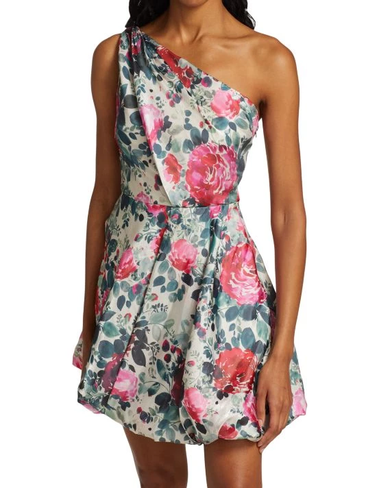 ML Monique Lhuillier Floral One-Shoulder Minidress 5 ML Monique Lhuillier Floral One-Shoulder Minidress - Image 3