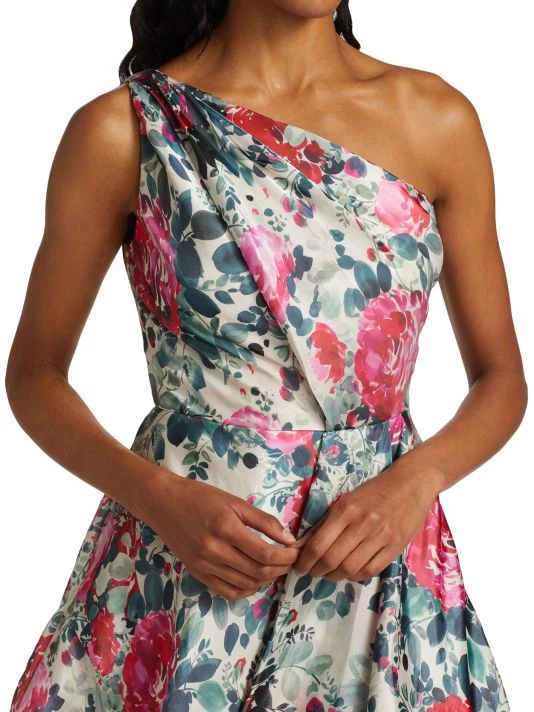ML Monique Lhuillier Floral One-Shoulder Minidress 8 ML Monique Lhuillier Floral One-Shoulder Minidress - Image 6