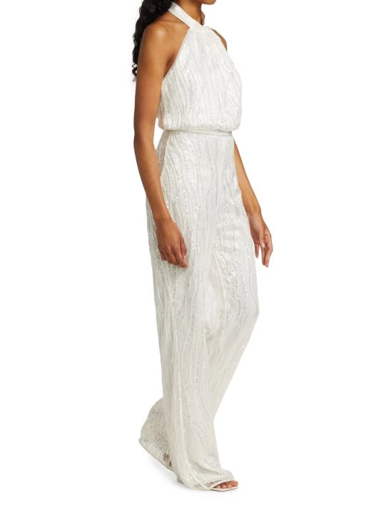 ML Monique Lhuillier Sequined Halterneck Jumpsuit 4 ML Monique Lhuillier Sequined Halterneck Jumpsuit - Image 2