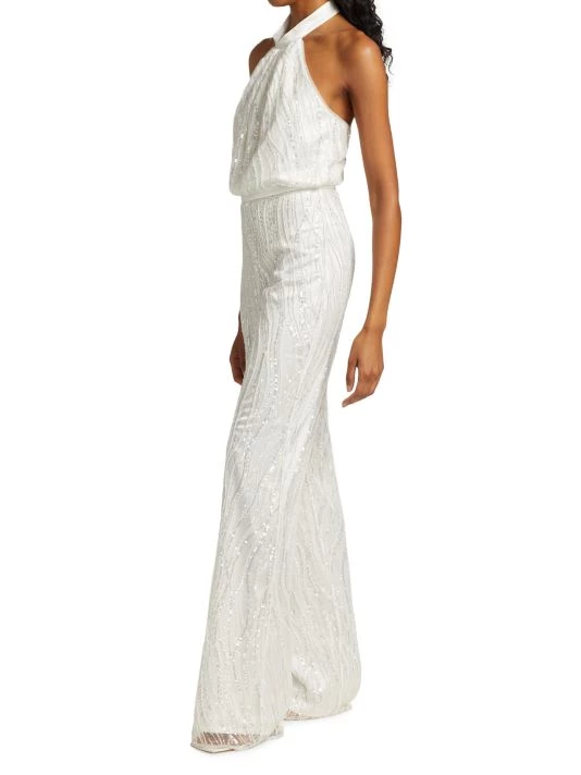 ML Monique Lhuillier Sequined Halterneck Jumpsuit 6 ML Monique Lhuillier Sequined Halterneck Jumpsuit - Image 4