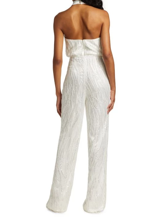 ML Monique Lhuillier Sequined Halterneck Jumpsuit 7 ML Monique Lhuillier Sequined Halterneck Jumpsuit - Image 5