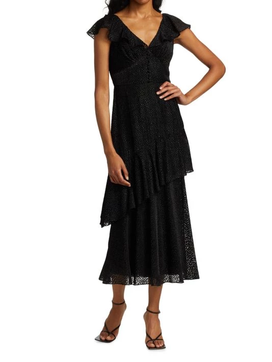 ML Monique Lhuillier Velvet Ruffle Dress 4 ML Monique Lhuillier Velvet Ruffle Dress - Image 2