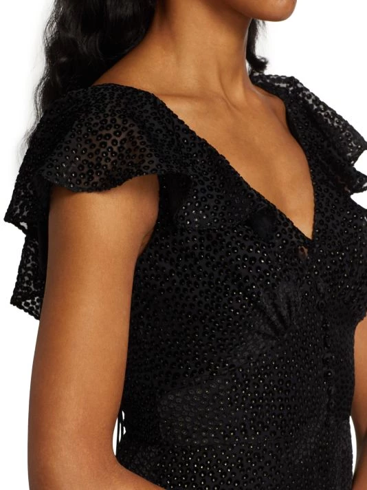 ML Monique Lhuillier Velvet Ruffle Dress 7 ML Monique Lhuillier Velvet Ruffle Dress - Image 5