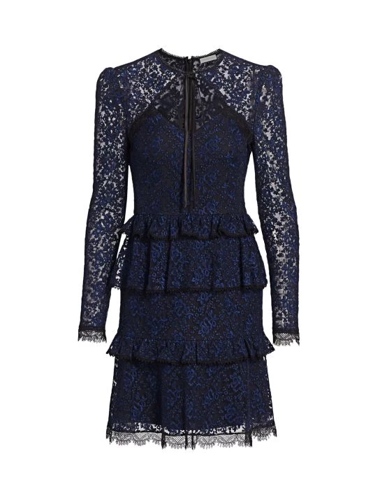 ML Monique Lhuillier Tie-Neck Lace Dress White 5 ML Monique Lhuillier Tie-Neck Lace Dress White - Image 3