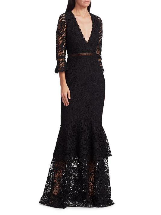 ML Monique Lhuillier Three-Quarter Sleeve Lace Trumpet Gown Parfait 4 ML Monique Lhuillier Three-Quarter Sleeve Lace Trumpet Gown Parfait - Image 3