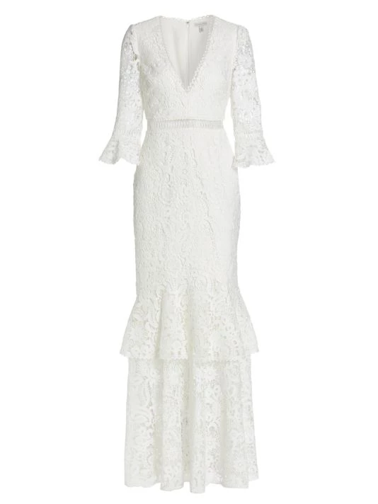 ML Monique Lhuillier Three-Quarter Sleeve Lace Trumpet Gown Parfait 9 ML Monique Lhuillier Three-Quarter Sleeve Lace Trumpet Gown Parfait - Image 8