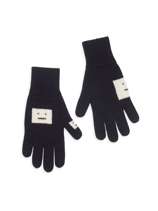 Acne Studios Keanu Pop Face Wool-Blend Gloves Black Oatmeal 3 Acne Studios Keanu Pop Face Wool-Blend Gloves Black Oatmeal