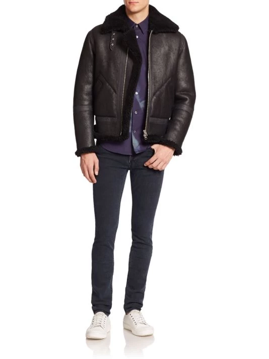 Acne Studios Lamb Leather & Shearling Aviator Jacket For Men 4 Acne Studios Lamb Leather & Shearling Aviator Jacket For Men - Image 2