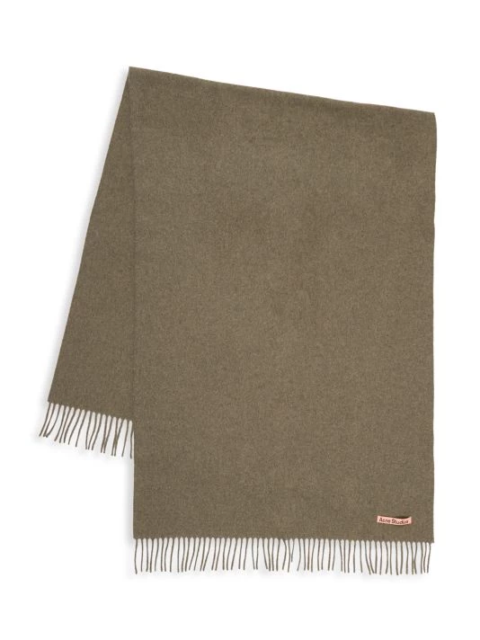 Acne Studios Main Canada Fringe Wool Scarf For Men Light Olive Melange 5 Acne Studios Main Canada Fringe Wool Scarf For Men Light Olive Melange - Image 3