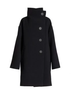 Acne Studios Oschelle Boiled Wool-Blend Funnelneck Coat Black