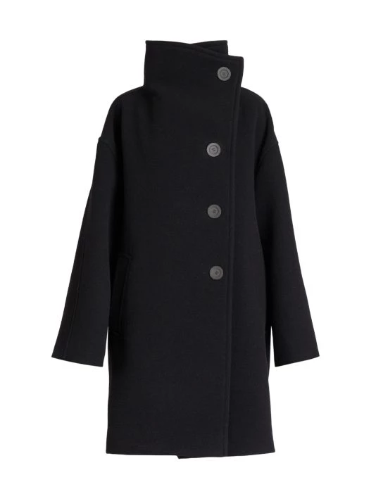 Acne Studios Oschelle Boiled Wool-Blend Funnelneck Coat Black 3 Acne Studios Oschelle Boiled Wool-Blend Funnelneck Coat Black