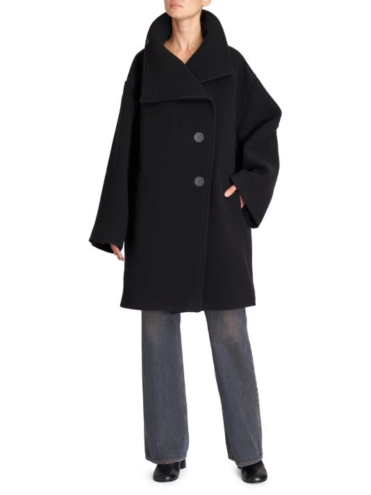 Acne Studios Oschelle Boiled Wool-Blend Funnelneck Coat Black 4 Acne Studios Oschelle Boiled Wool-Blend Funnelneck Coat Black - Image 2