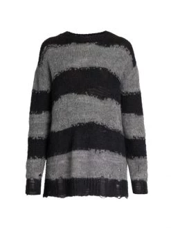 Acne Studios Kalia Block Stripe Distressed Sweater