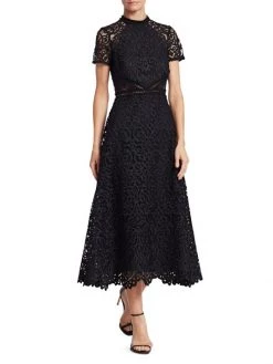 ML Monique Lhuillier Lace Short-Sleeve A-Line Midi Dress -Acne Studios And ML Monique Lhuillier Sales unnamed file 805