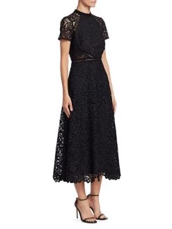 ML Monique Lhuillier Lace Short-Sleeve A-Line Midi Dress -Acne Studios And ML Monique Lhuillier Sales unnamed file 806