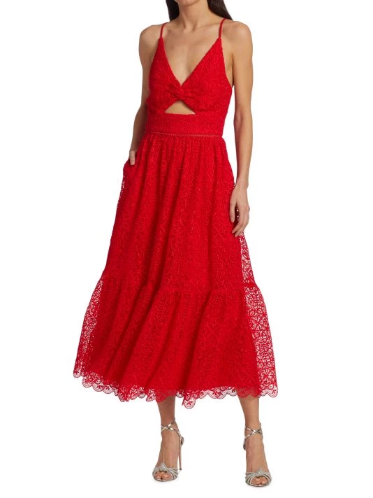 ML Monique Lhuillier Lace Cut-Out Midi-Dress 4 ML Monique Lhuillier Lace Cut-Out Midi-Dress - Image 2