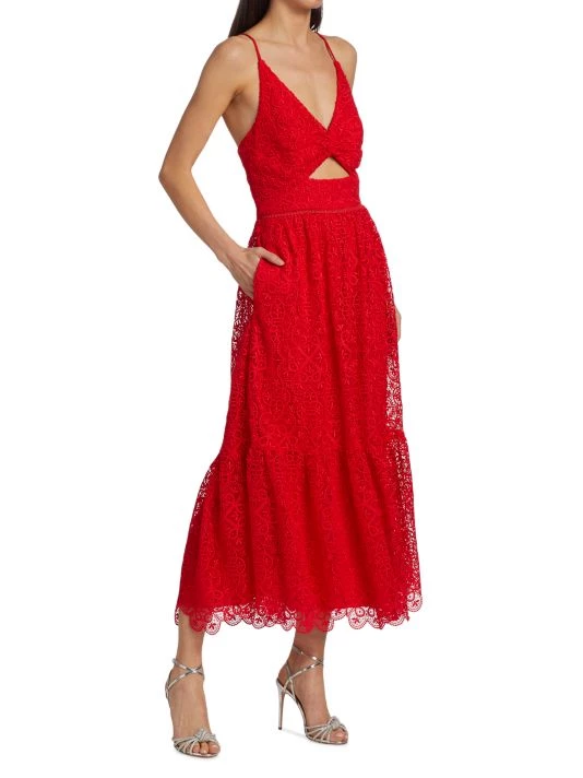 ML Monique Lhuillier Lace Cut-Out Midi-Dress 6 ML Monique Lhuillier Lace Cut-Out Midi-Dress - Image 4