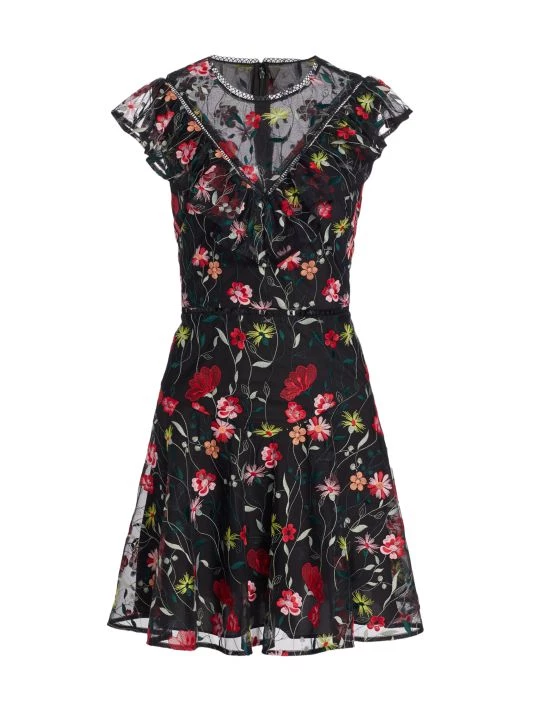 ML Monique Lhuillier Embroidered Tulle A-Line Minidress 3 ML Monique Lhuillier Embroidered Tulle A-Line Minidress