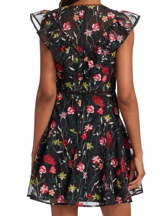 ML Monique Lhuillier Embroidered Tulle A-Line Minidress 7 ML Monique Lhuillier Embroidered Tulle A-Line Minidress - Image 5