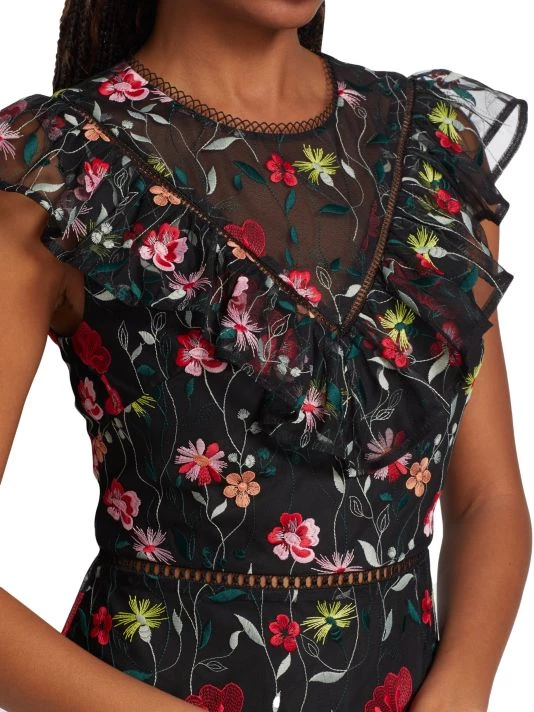 ML Monique Lhuillier Embroidered Tulle A-Line Minidress 8 ML Monique Lhuillier Embroidered Tulle A-Line Minidress - Image 6