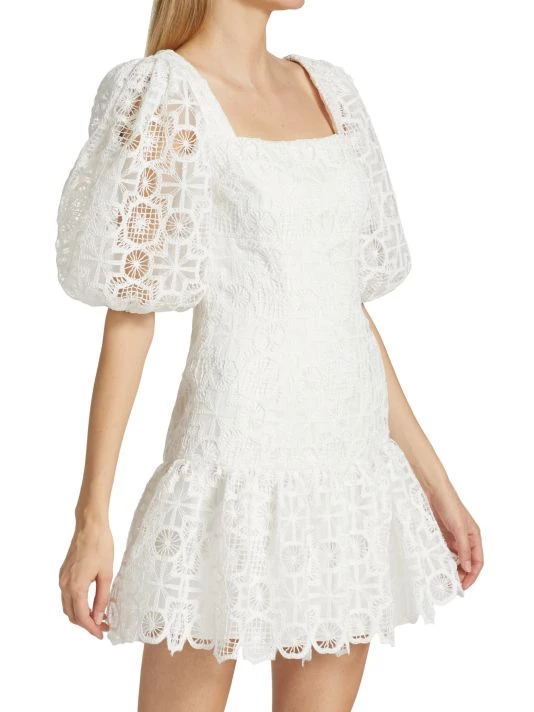 ML Monique Lhuillier Lace Puff-Sleeve Organza Minidress 6 ML Monique Lhuillier Lace Puff-Sleeve Organza Minidress - Image 4