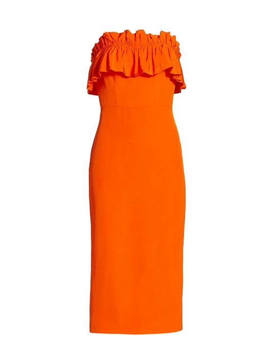 ML Monique Lhuillier Ruffled Faille Midi-Dress 3 ML Monique Lhuillier Ruffled Faille Midi-Dress