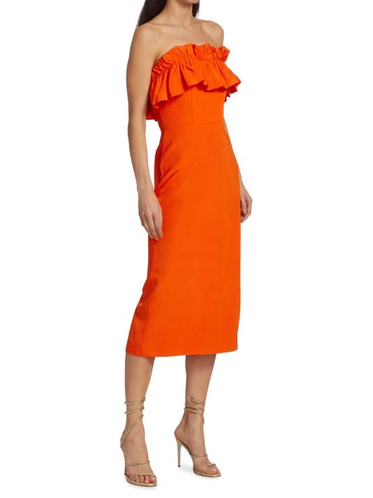 ML Monique Lhuillier Ruffled Faille Midi-Dress 4 ML Monique Lhuillier Ruffled Faille Midi-Dress - Image 2