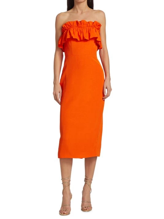 ML Monique Lhuillier Ruffled Faille Midi-Dress 5 ML Monique Lhuillier Ruffled Faille Midi-Dress - Image 3