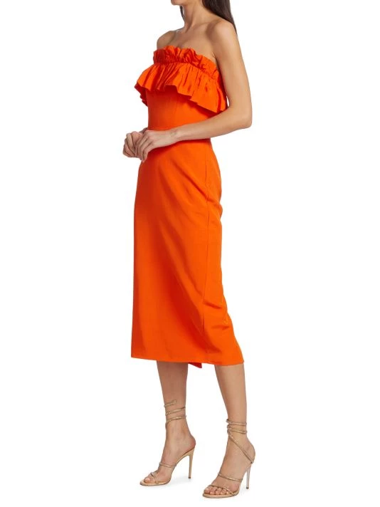 ML Monique Lhuillier Ruffled Faille Midi-Dress 6 ML Monique Lhuillier Ruffled Faille Midi-Dress - Image 4