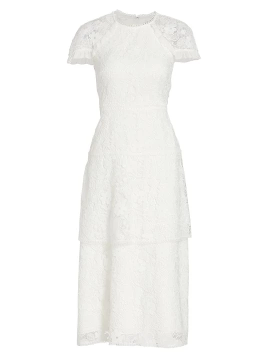 ML Monique Lhuillier Lace Cap-Sleeve Midi-Dress 3 ML Monique Lhuillier Lace Cap-Sleeve Midi-Dress