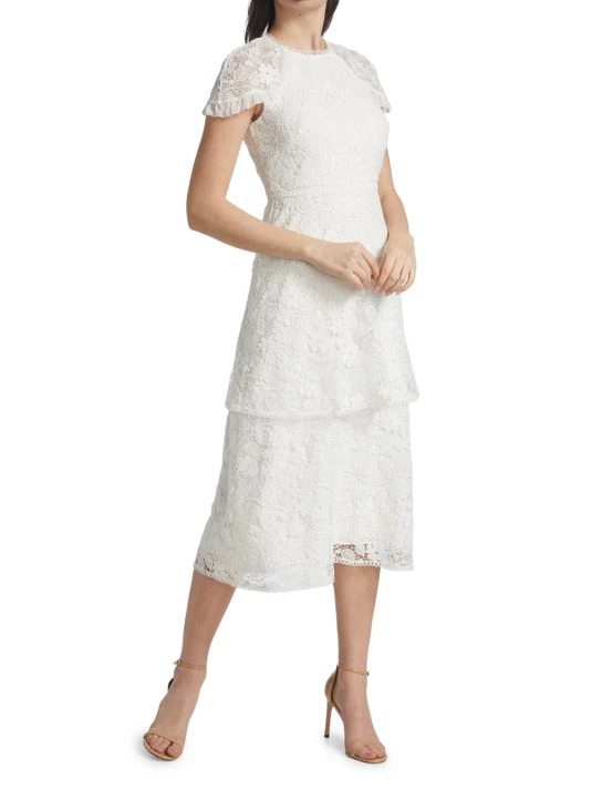 ML Monique Lhuillier Lace Cap-Sleeve Midi-Dress 4 ML Monique Lhuillier Lace Cap-Sleeve Midi-Dress - Image 2