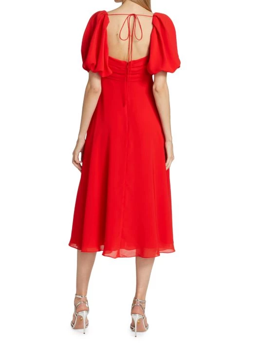 ML Monique Lhuillier Chiffon Puff-Sleeve Midi-Dress 7 ML Monique Lhuillier Chiffon Puff-Sleeve Midi-Dress - Image 5