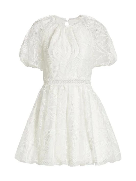 ML Monique Lhuillier Lace Puff-Sleeve Mini Dress 3 ML Monique Lhuillier Lace Puff-Sleeve Mini Dress