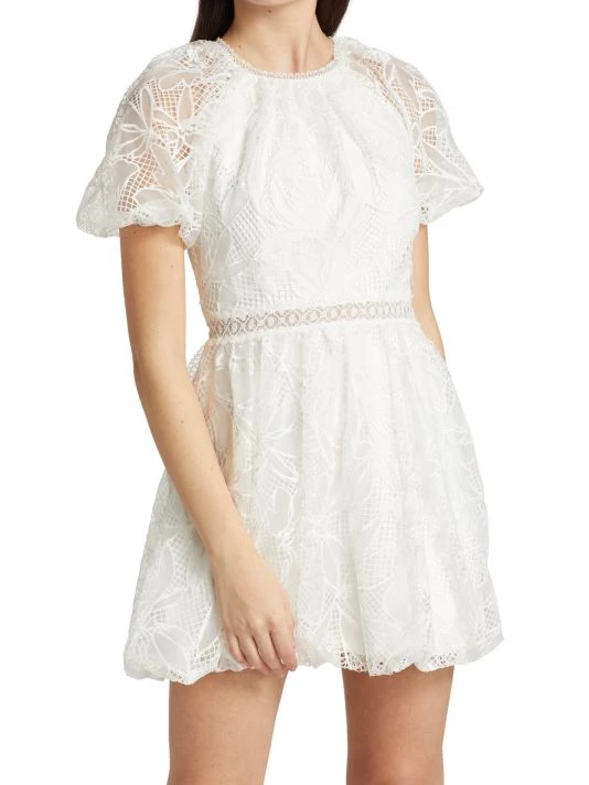 ML Monique Lhuillier Lace Puff-Sleeve Mini Dress 6 ML Monique Lhuillier Lace Puff-Sleeve Mini Dress - Image 4