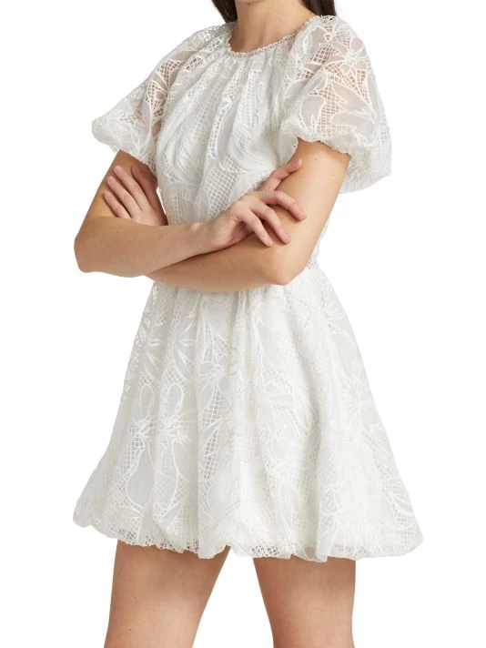 ML Monique Lhuillier Lace Puff-Sleeve Mini Dress 7 ML Monique Lhuillier Lace Puff-Sleeve Mini Dress - Image 5