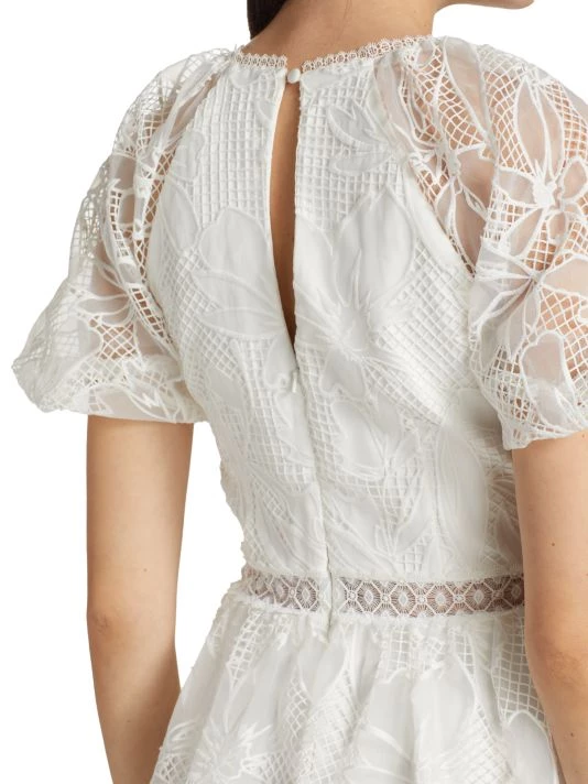 ML Monique Lhuillier Lace Puff-Sleeve Mini Dress 11 ML Monique Lhuillier Lace Puff-Sleeve Mini Dress - Image 9