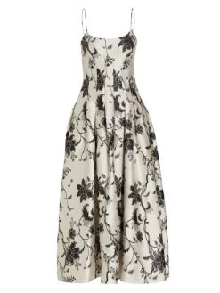 ML Monique Lhuillier Pleated Jacquard Midi-Dress
