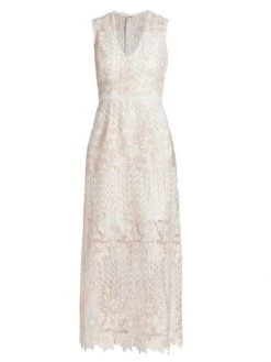 ML Monique Lhuillier Lace Midi A-Line Dress