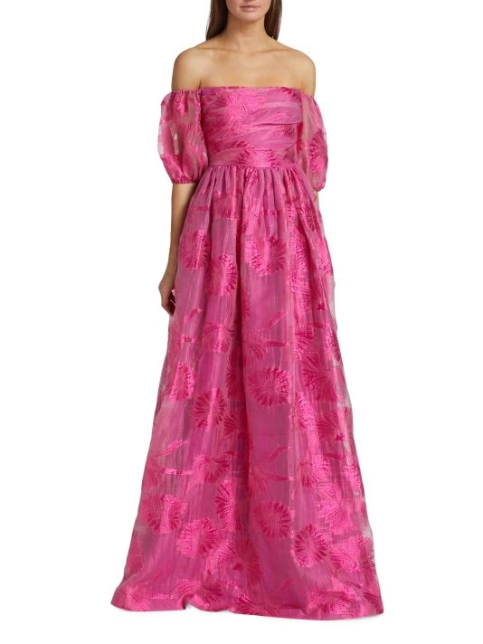 ML Monique Lhuillier Organza Jacquard Off-The-Shoulder Gown 4 ML Monique Lhuillier Organza Jacquard Off-The-Shoulder Gown - Image 2