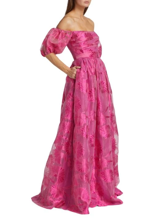 ML Monique Lhuillier Organza Jacquard Off-The-Shoulder Gown 6 ML Monique Lhuillier Organza Jacquard Off-The-Shoulder Gown - Image 4