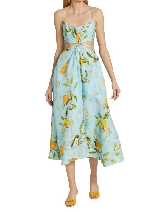 ML Monique Lhuillier Linen-Blend Cutout A-Line Midi-Dress 4 ML Monique Lhuillier Linen-Blend Cutout A-Line Midi-Dress - Image 2