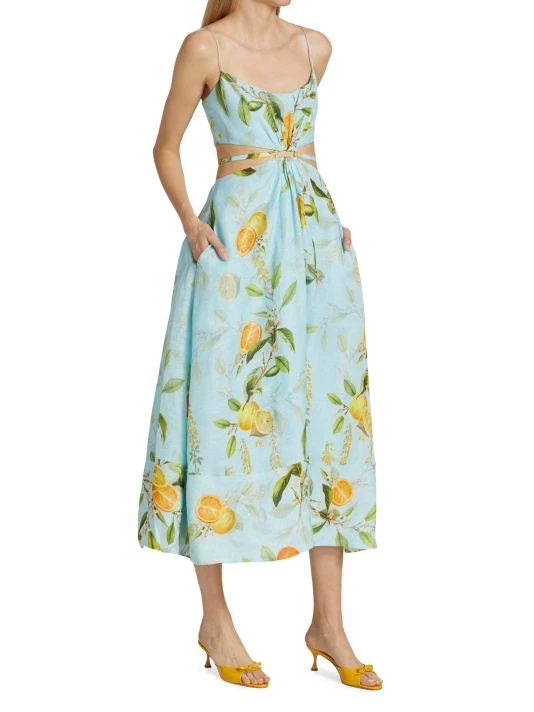 ML Monique Lhuillier Linen-Blend Cutout A-Line Midi-Dress 5 ML Monique Lhuillier Linen-Blend Cutout A-Line Midi-Dress - Image 3