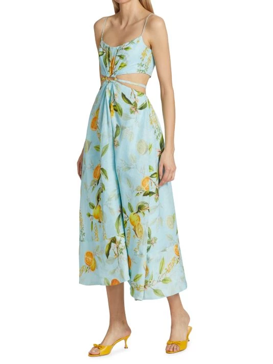 ML Monique Lhuillier Linen-Blend Cutout A-Line Midi-Dress 6 ML Monique Lhuillier Linen-Blend Cutout A-Line Midi-Dress - Image 4