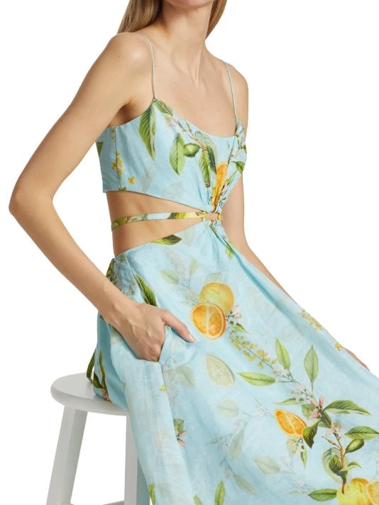 ML Monique Lhuillier Linen-Blend Cutout A-Line Midi-Dress 8 ML Monique Lhuillier Linen-Blend Cutout A-Line Midi-Dress - Image 6