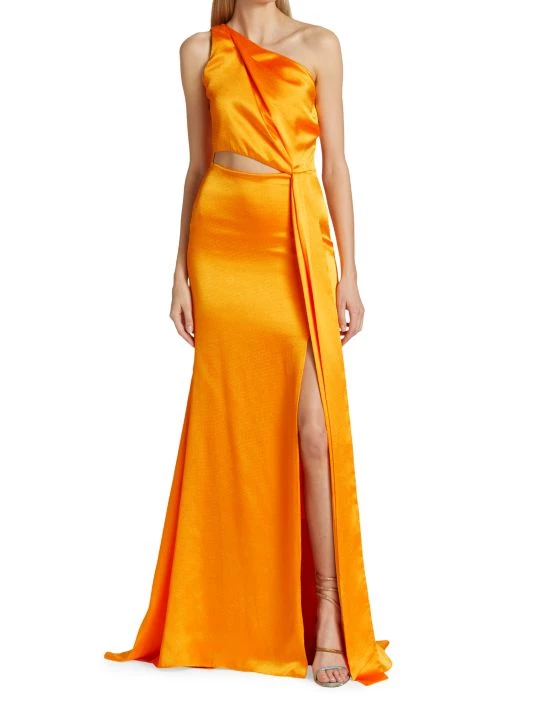 ML Monique Lhuillier One-Shoulder Cutout Satin Gown 4 ML Monique Lhuillier One-Shoulder Cutout Satin Gown - Image 2