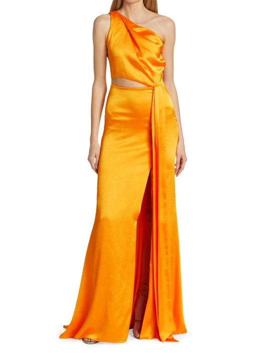 ML Monique Lhuillier One-Shoulder Cutout Satin Gown 5 ML Monique Lhuillier One-Shoulder Cutout Satin Gown - Image 3