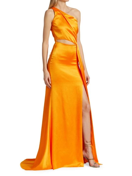 ML Monique Lhuillier One-Shoulder Cutout Satin Gown 6 ML Monique Lhuillier One-Shoulder Cutout Satin Gown - Image 4